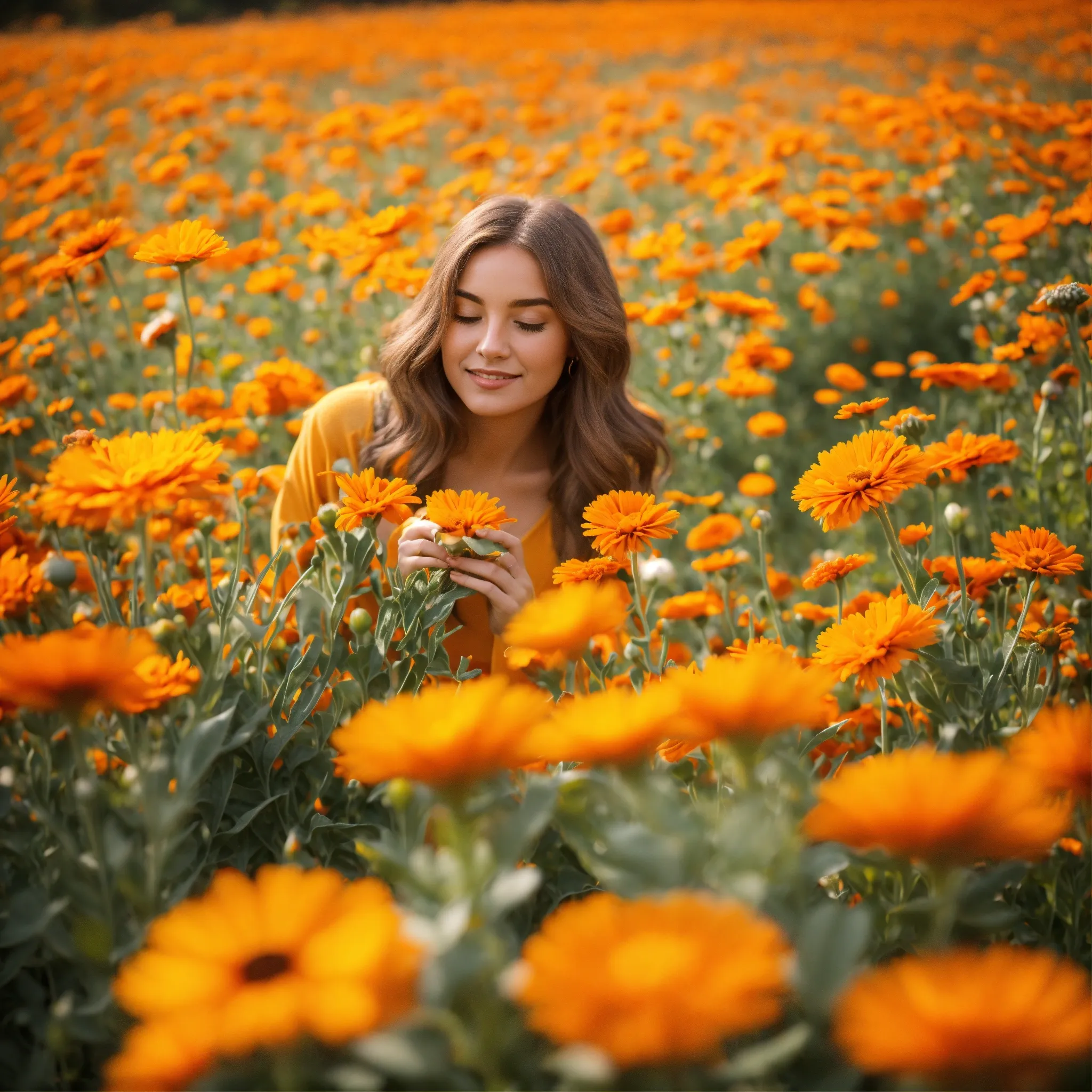 Person arranging flowers mindfully